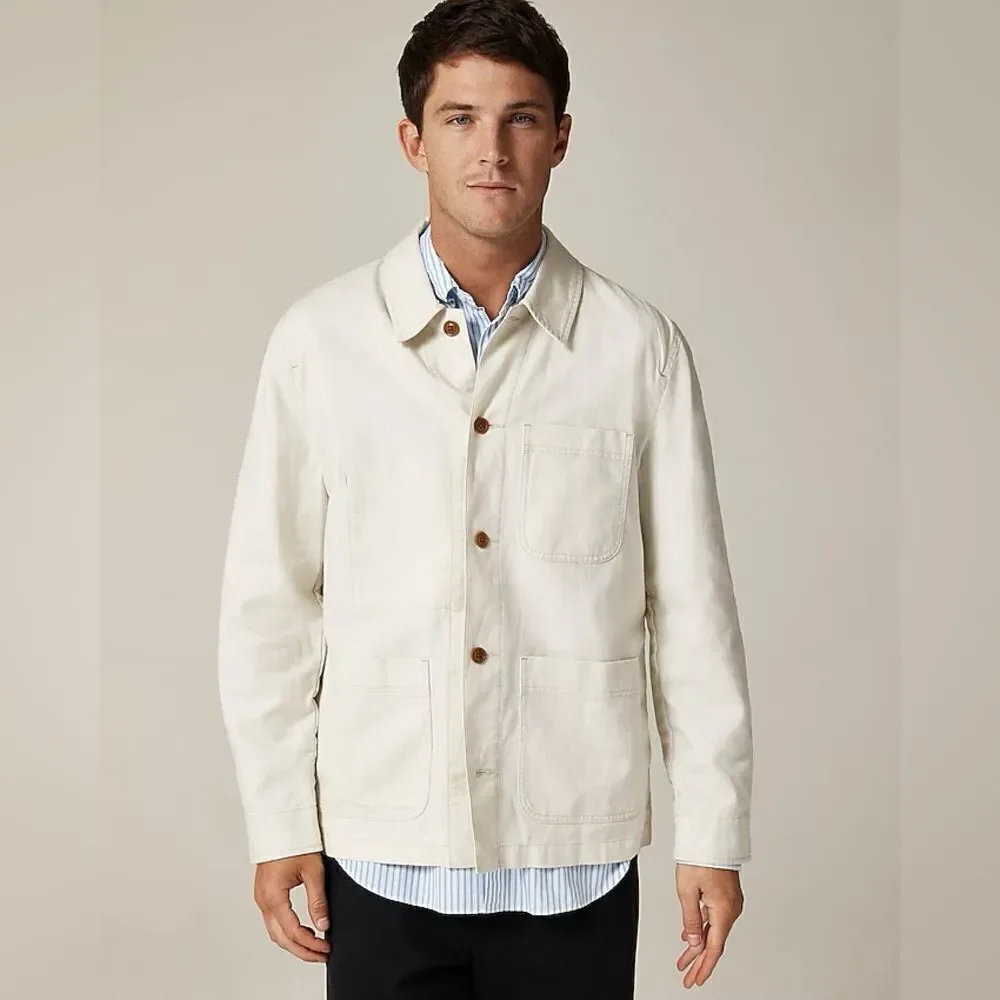 NWT J CREW Cotton-linen blend chore jacket in Pale Canvas